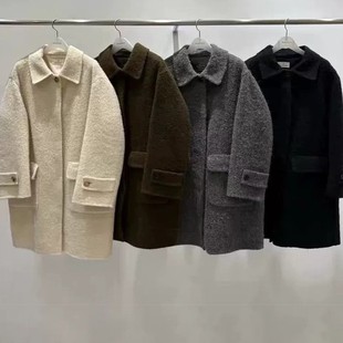 韩系羊驼毛大衣女双面羊绒毛呢外套 sage韩国25冬季 天花板 wood