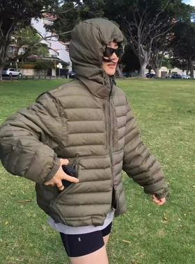 代工厂! self service2025冬新款休闲户外风连帽排骨羽绒服外套女
