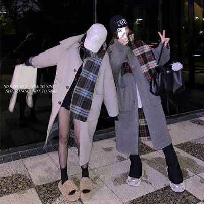 西太后双面呢羊毛大衣宽松外套女