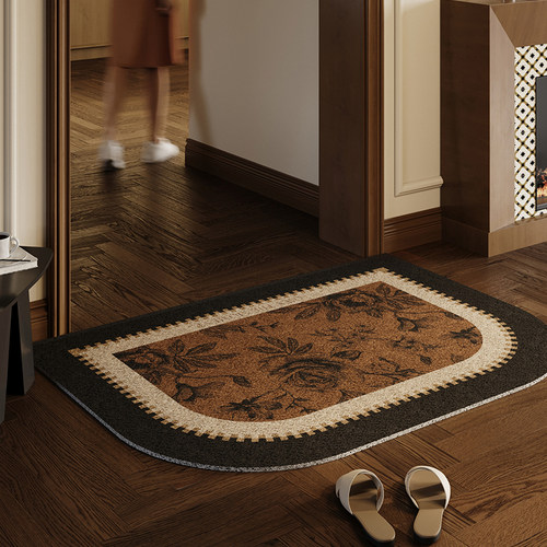 中古风入户门地垫防滑玄关地毯耐脏脚垫可裁剪丝圈门外蹭土垫加厚
