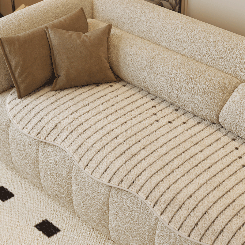 现代极简奶油风沙发垫布防尘防脏坐垫冬季仿羊绒加厚沙发巾可机洗