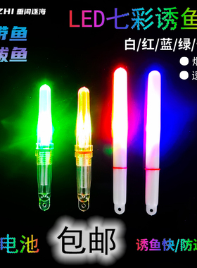海钓LED七彩带鱼灯水下诱鱼灯烟式聚鱼灯集鱼灯小号夜光灯带电池