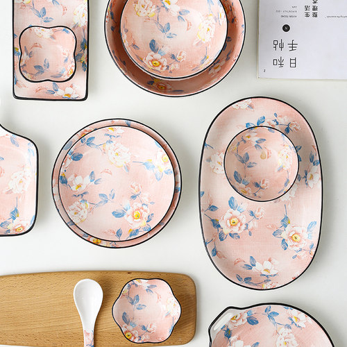 日式北欧陶瓷釉下彩碗盘餐具家用