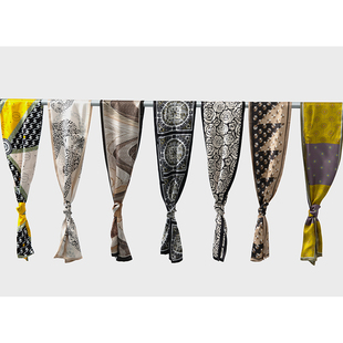 真丝长条丝巾 双层双面真丝围巾长巾缎面100桑蚕丝长条女拼色法式