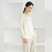 衬衫 一丝牵 真丝提花花萝圆领斜门襟上衣女桑蚕丝国风盘扣长袖 春