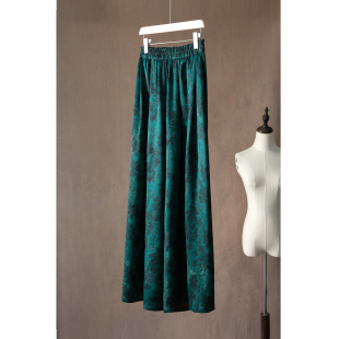 女松紧腰高腰长裤 SILVIYE溯也 100%桑蚕丝红云纱香云纱真丝阔腿裤