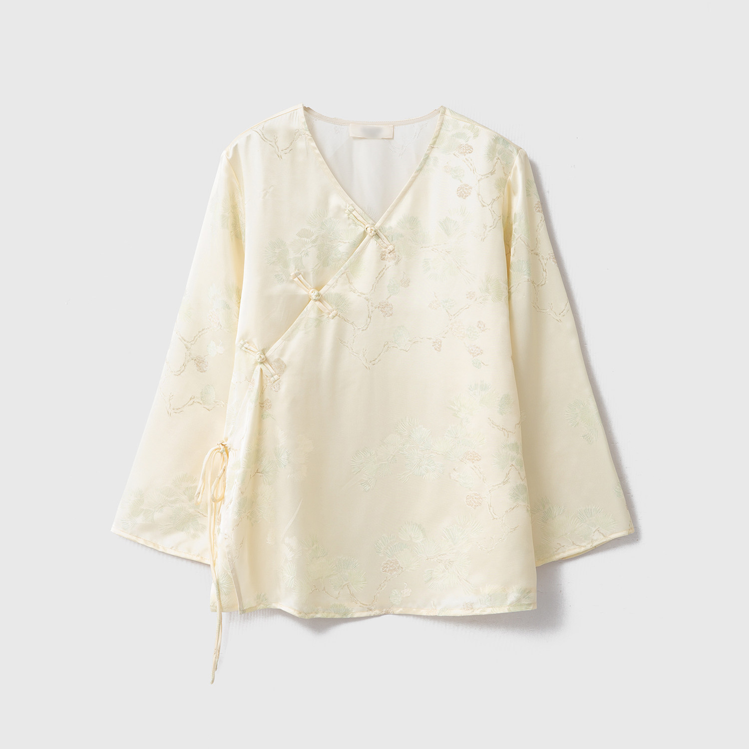 一丝牵 百岁松提花真丝长袖上衣女新中式斜门襟圆领盘扣斜襟小衫,女装/女士精品,真丝上装,淘宝优惠券,粉丝福利购,淘宝优惠卷