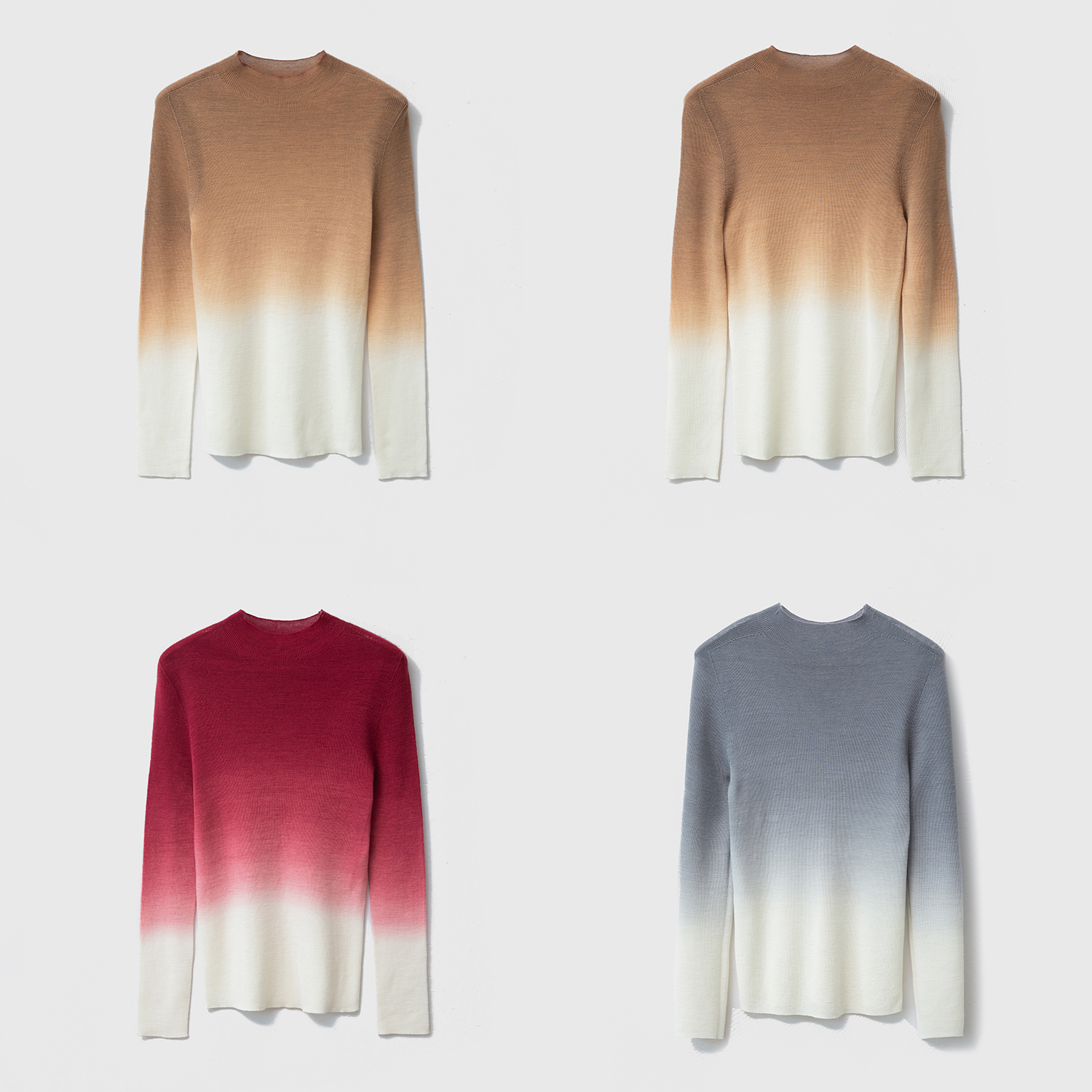 一丝牵100%超细美丽诺羊毛48支双股精纺纱线14针单面无缝一体毛衣