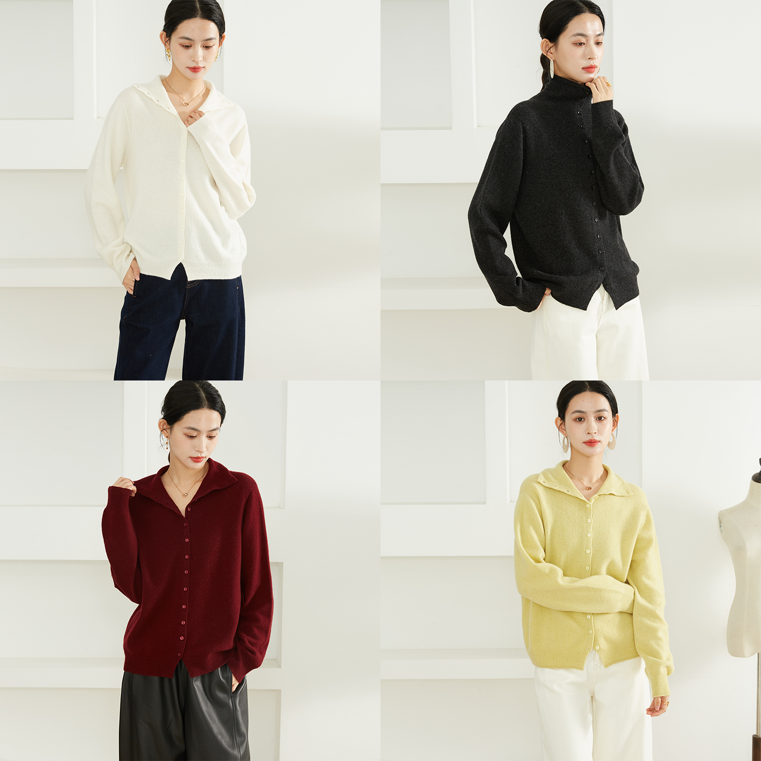 SILVIYE100%澳洲美丽诺羊毛16支无缝一体两穿高领针织毛衣羊毛衫