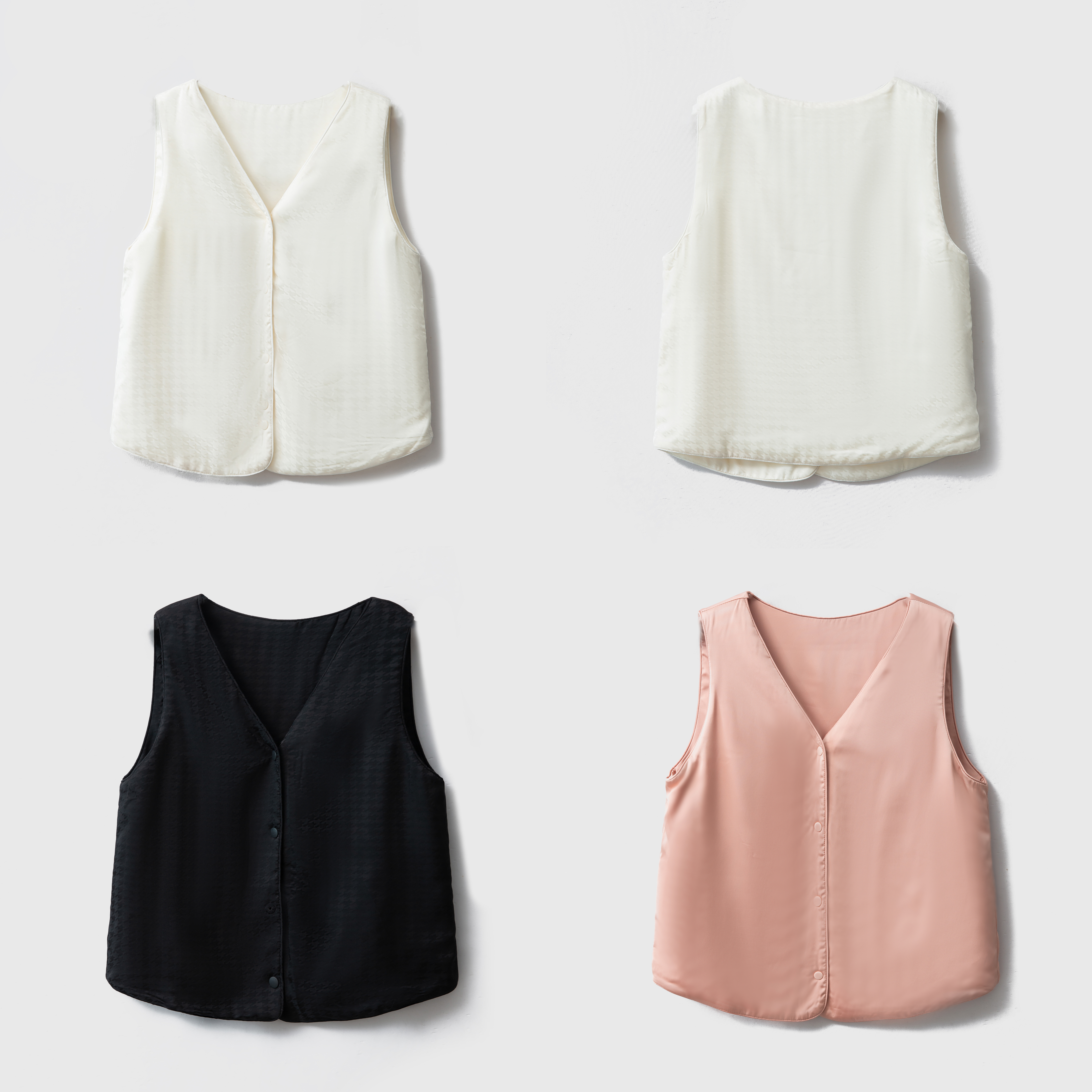 一丝牵 100%桑蚕丝填充无袖V领背心马甲坎肩单排扣保暖显瘦马夹冬