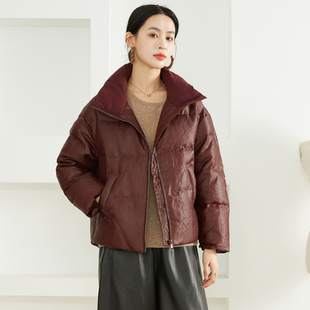 高定 90白鹅绒真丝龟纹香云纱羽绒服女高级感100%桑蚕丝鹅绒服冬