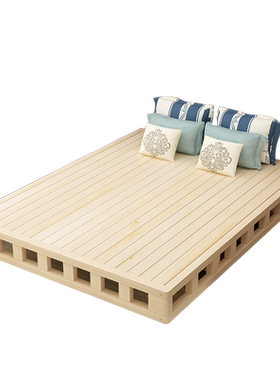 实木双人床垫1.8硬板床榻榻米1.5床排骨架地台席梦思加硬床垫简约