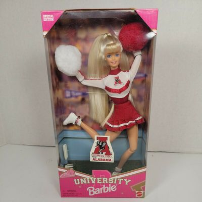 发 Barbie Alabama University Blonde 1996 啦啦队长芭比娃娃