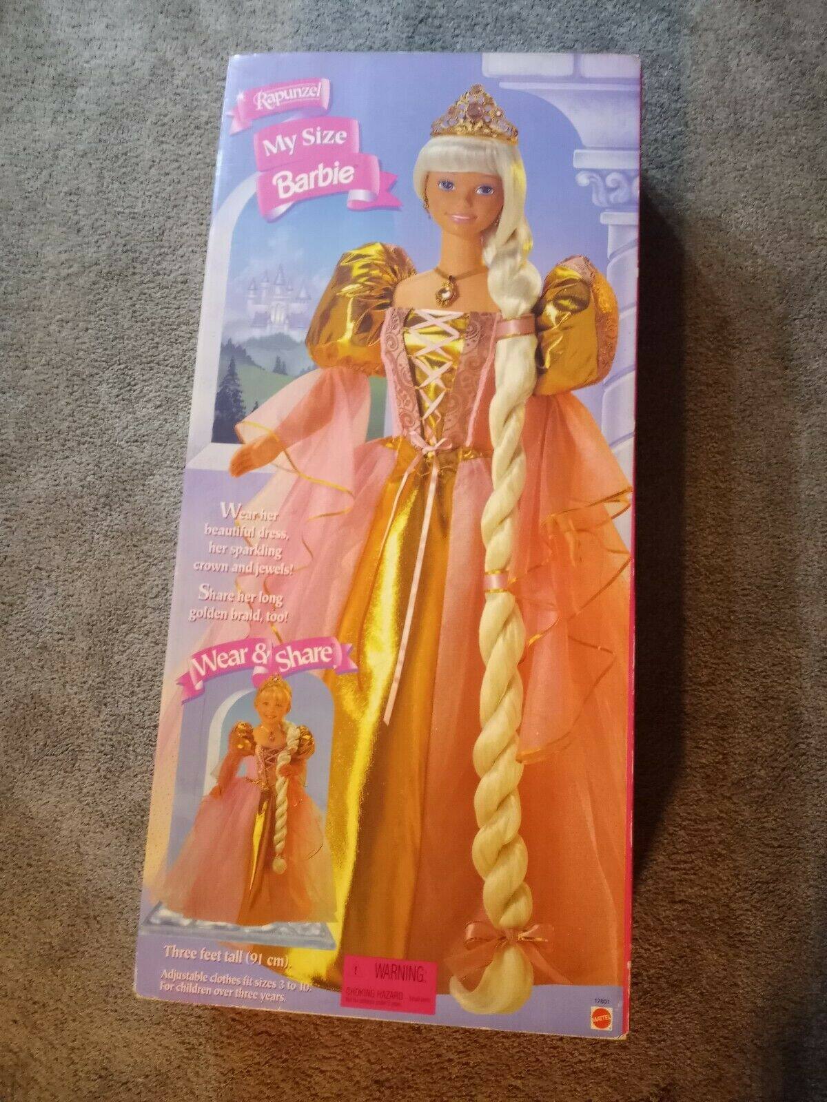 发 Barbie My Size Rapunzel 1997 长发公主丽宝莎芭比娃娃