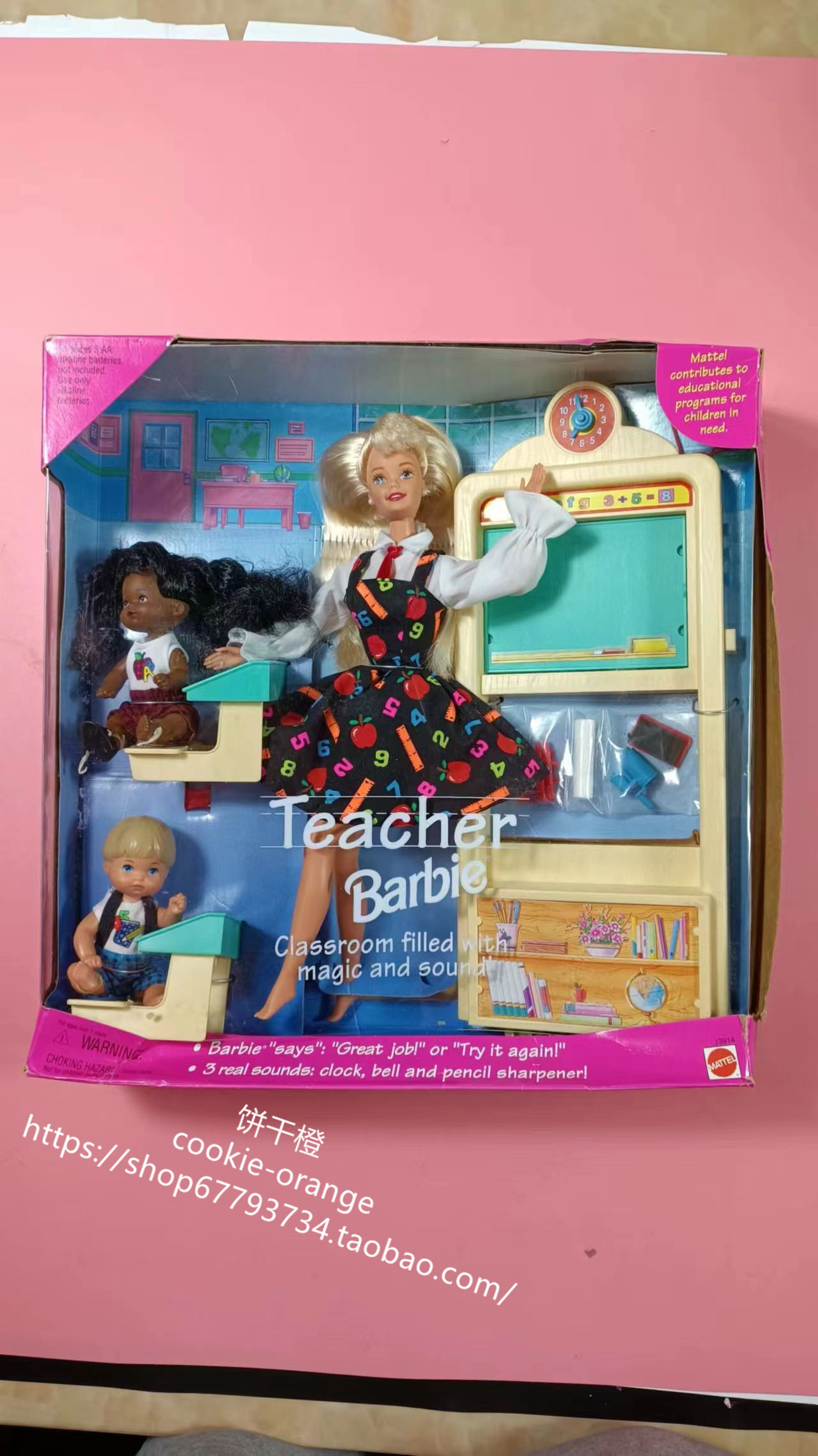预 barbie teacher 1995 教师芭比娃娃 一黑一白小娃娃