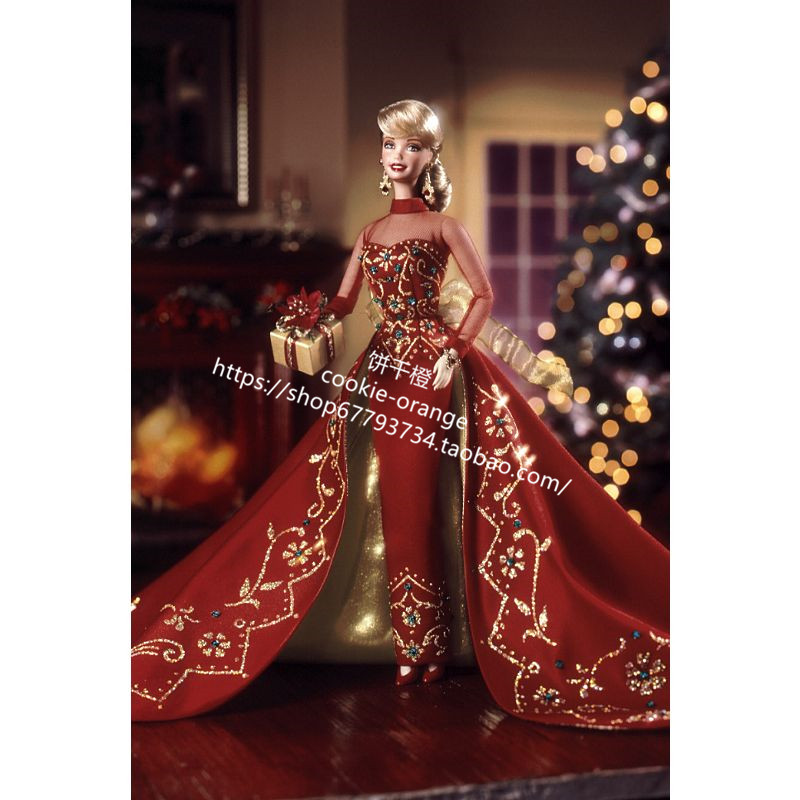 发 Barbie Porcelain Holiday Gift 1998 假日礼物 陶瓷芭比娃娃