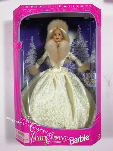 发 Barbie Winter Evening Blonde 1998 正品绝版冬晚芭比娃娃