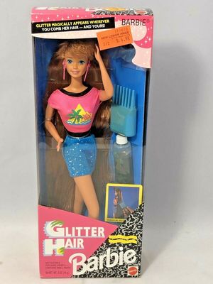 发 Barbie Glitter Hair Redhead 1993 闪耀长发芭比 甜美开口笑