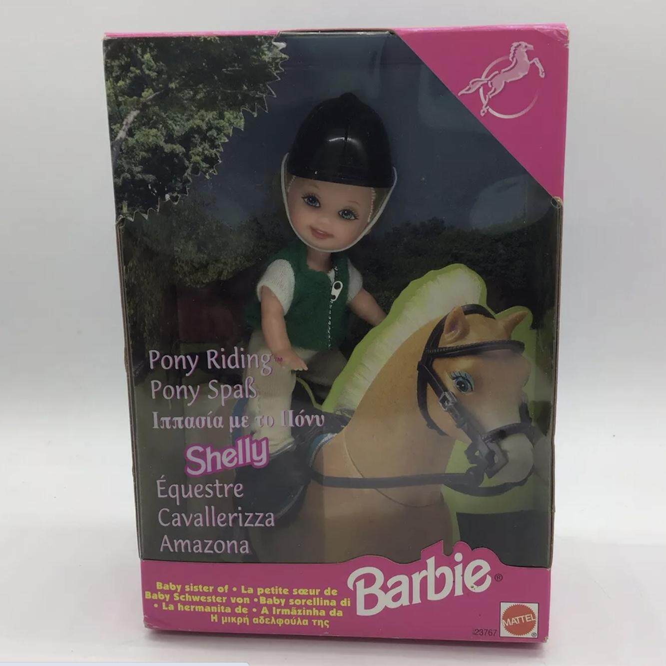 预 Barbie Shelly Pony Riding 1998 绿马甲骑马凯莉娃娃
