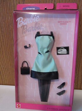 预 Barbie Fashion Avenue 25702 2000 芭比娃娃衣服配件黑绿拼色