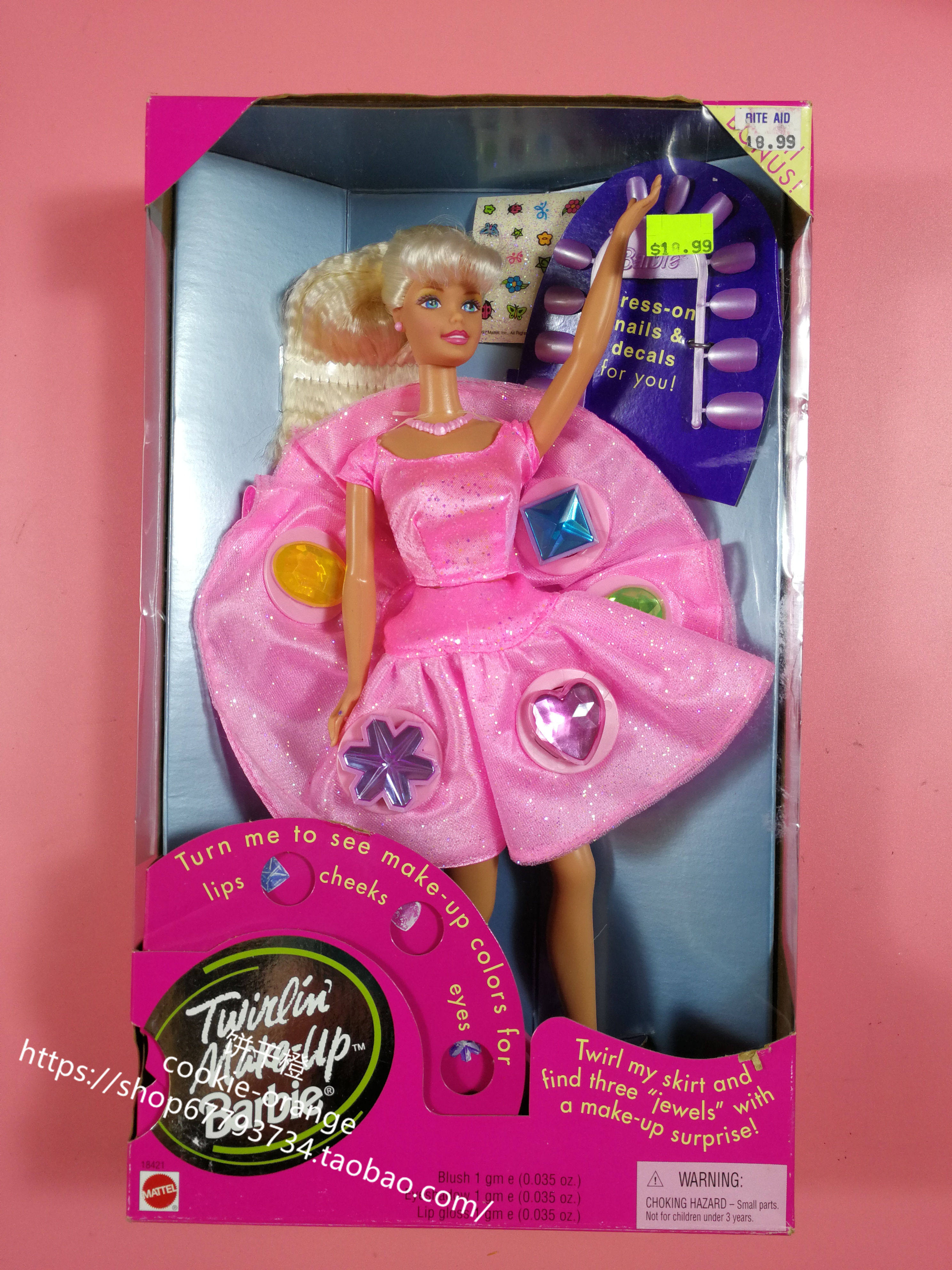 发 barbie twirlin make up 1997 旋转彩妆芭比娃娃