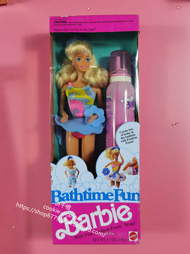 发 Barbie Bathtime Fun 1990 正品绝版洗澡乐趣芭比娃娃