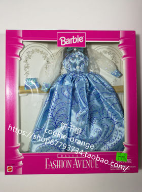 发Barbie Fashion Avenue Deluxe 14307 1996 芭比蓝色奢华礼服裙