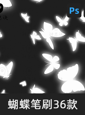 蝴蝶笔刷36款procreate笔刷ps图案绘画插画ipsd动画设计素材下载