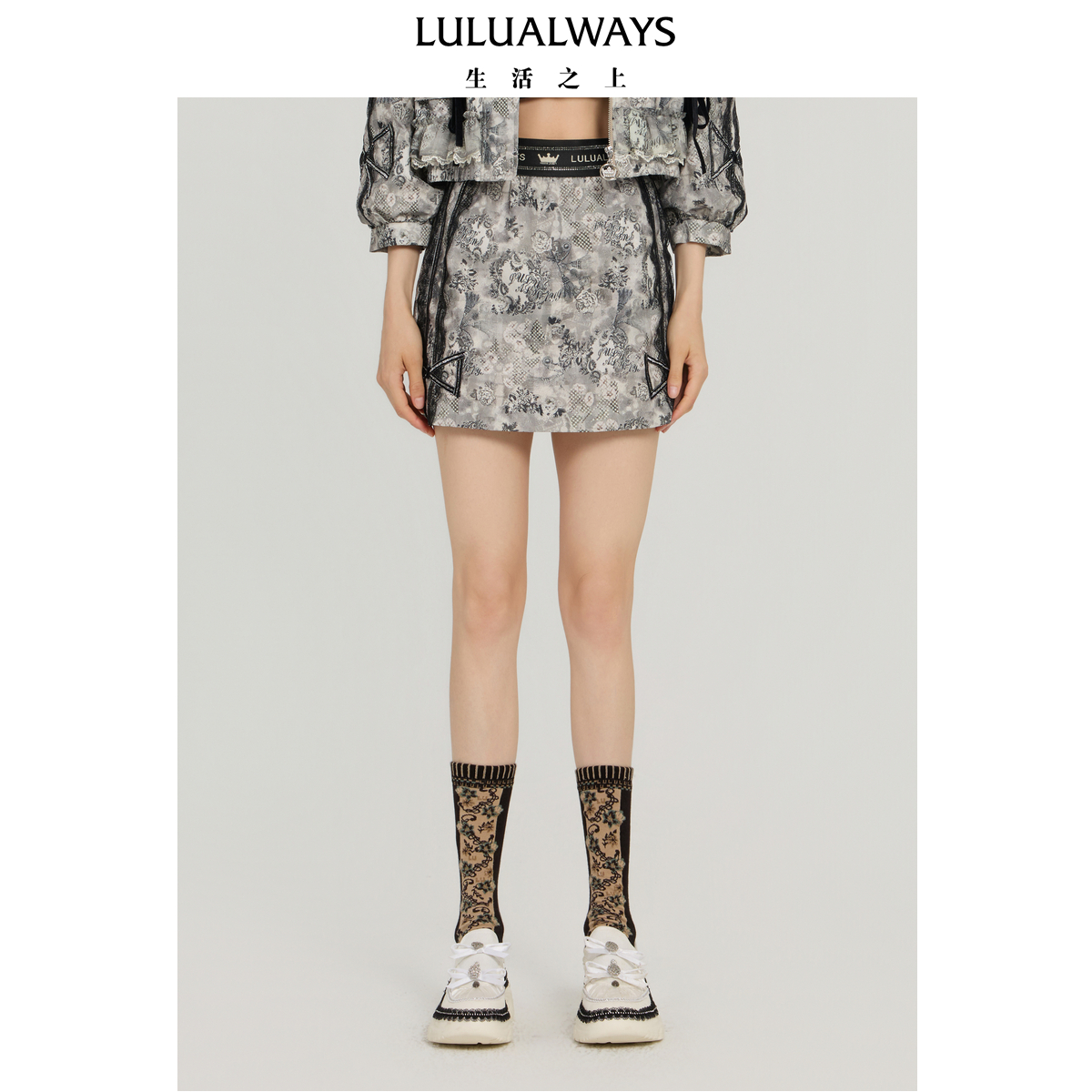 LULUALWAYS【商场同款】25秋季新款【墨韵织梦章】复古浪漫短半裙