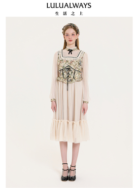 LULUALWAYS我爱露露25秋季新款【花坞漫歌】法式浪漫风网纱连衣裙