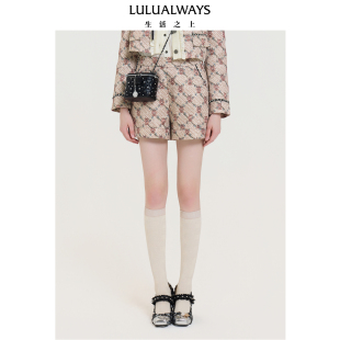 简约原创提花高腰短裤 日常通勤时尚 新款 LULUALWAYS我爱露露25春季