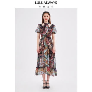 LULUALWAYS【商场同款】西西里【露之微】优雅风连衣裙