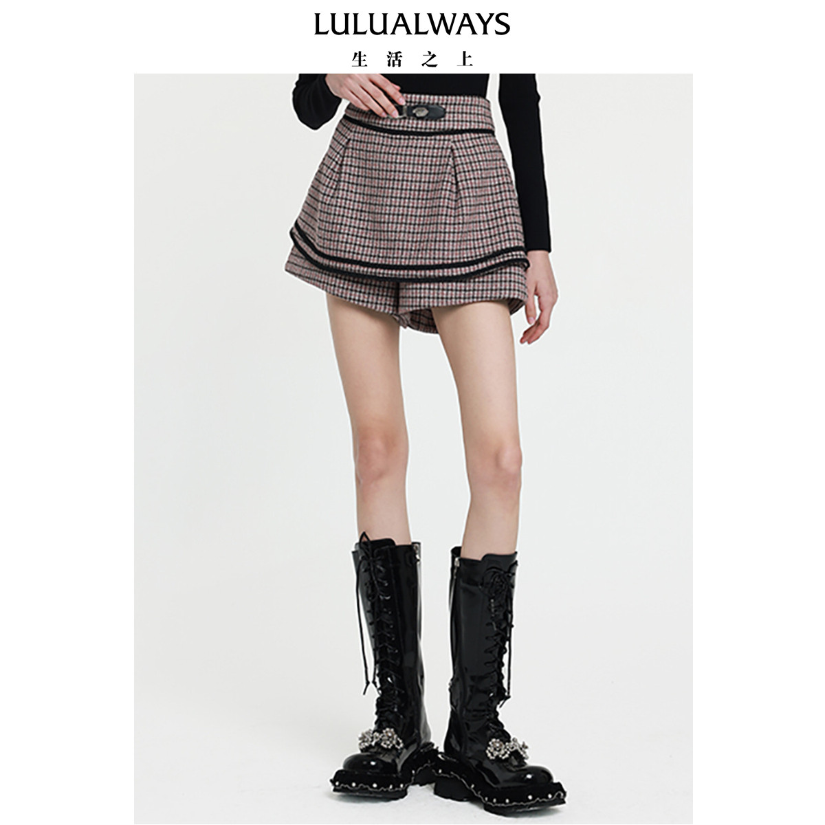 LULUALWAYS我爱露露时尚优雅潮流装饰腰带短款裙裤图片