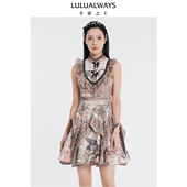 连衣裙短 名媛重工桃心花边无袖 LULUALWAYS我爱露露夏季 新款