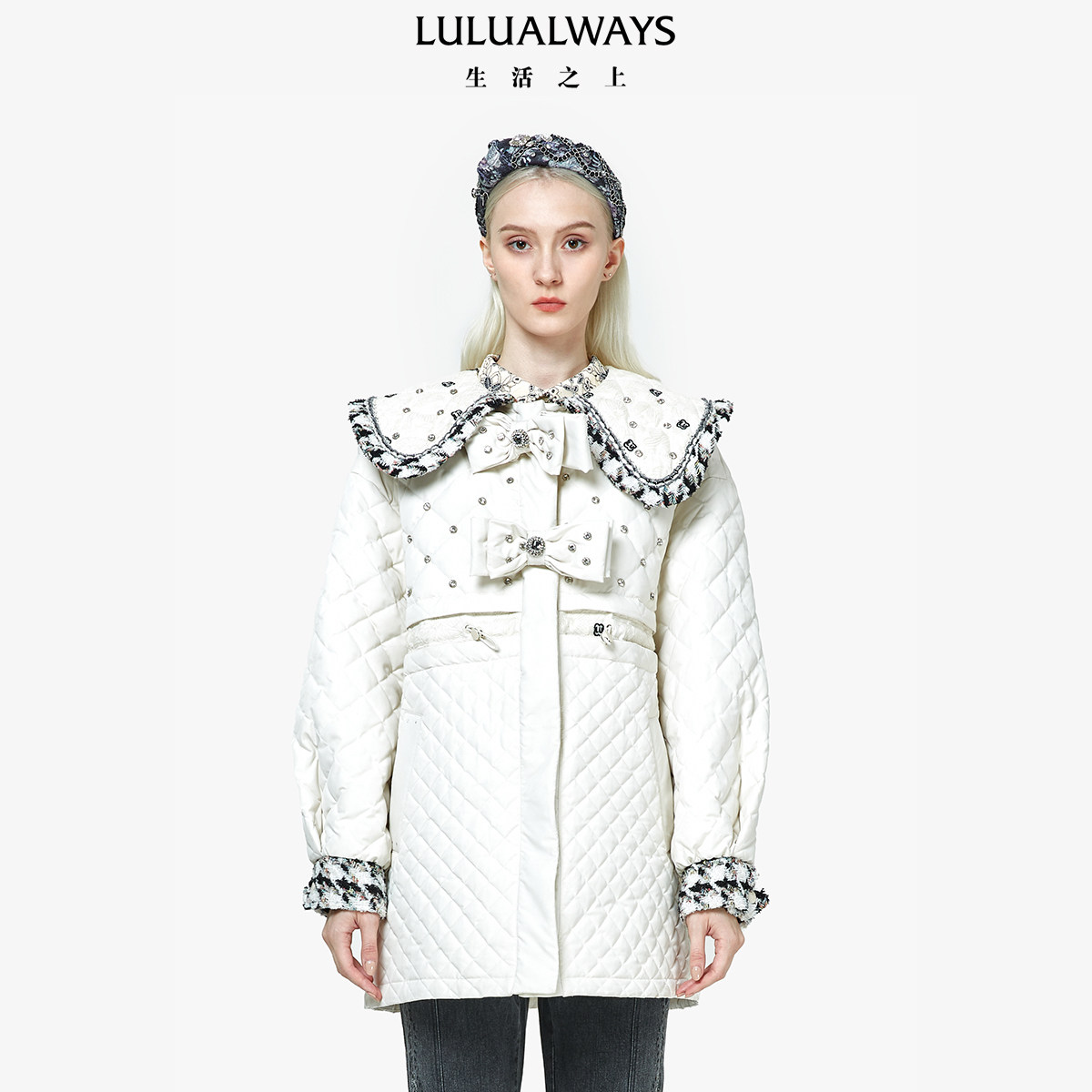 LULUALWAYS休闲甜美米色羽绒服