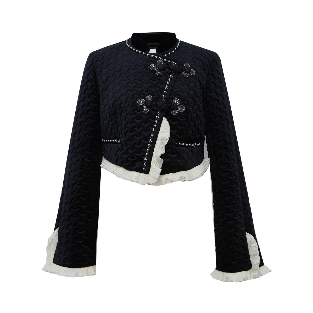 LULUALWAYS冬季新款时尚盘扣感短款丝绒外套女,女装/女士精品,短外套,淘宝优惠券,粉丝福利购,淘宝优惠卷