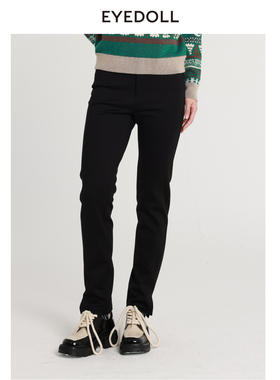 EYEDOLL新款百搭通勤显瘦修身小脚裤黑色长裤