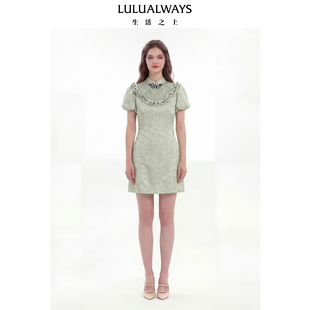 短款 LULUALWAYS我爱露露26夏季 盘扣修身 古典优雅新中式 连衣裙 新款