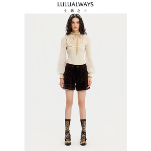 温柔风蕾丝拼接毛衣针织套头衫 LULUALWAYS 新款 25冬季 商场同款
