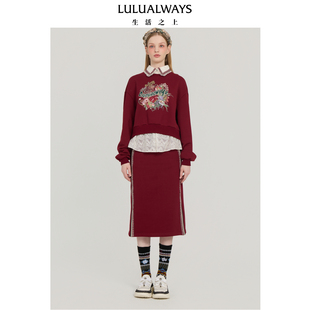卫衣女 红色显瘦休闲宽松假两件长袖 LULUALWAYS我爱露露25冬季 新款