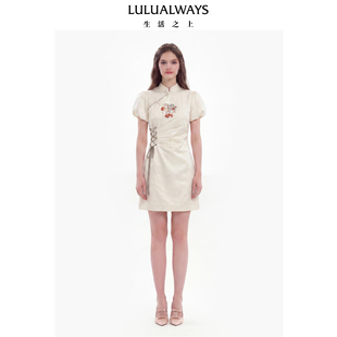 LULUALWAYS我爱露露26夏季新款新中式国风【旗开得胜】提花连衣裙