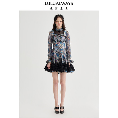 LULUALWAYS【商场同款】复古宫廷优雅飘逸设计感连衣裙