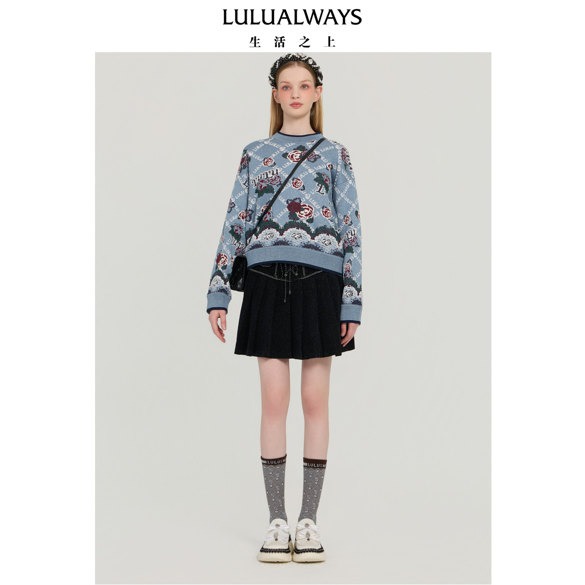 LULUALWAYS我爱露露25冬季新款时尚元气少女宽松蓝色女士套头毛衣,女装/女士精品,毛针织衫,淘宝优惠券,粉丝福利购,淘宝优惠卷