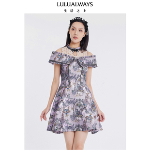 LULUALWAYS我爱露露夏季 华丽重工复古立体提花连衣裙女 新款