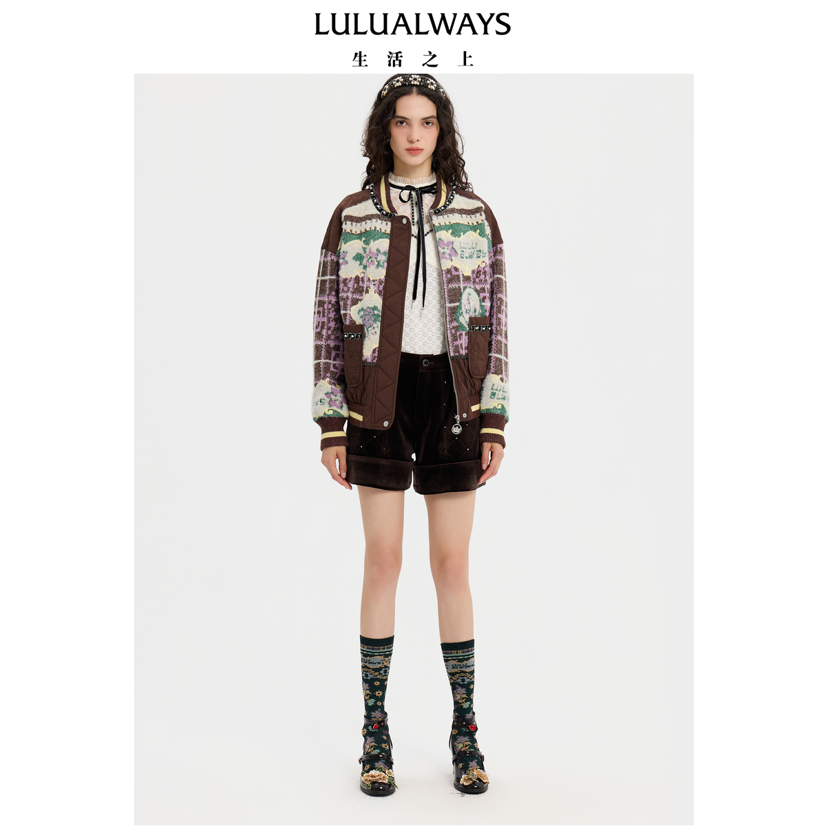 LULUALWAYS【商场同款】25秋季新款复古轻薄夹棉服洋气小棉袄外套