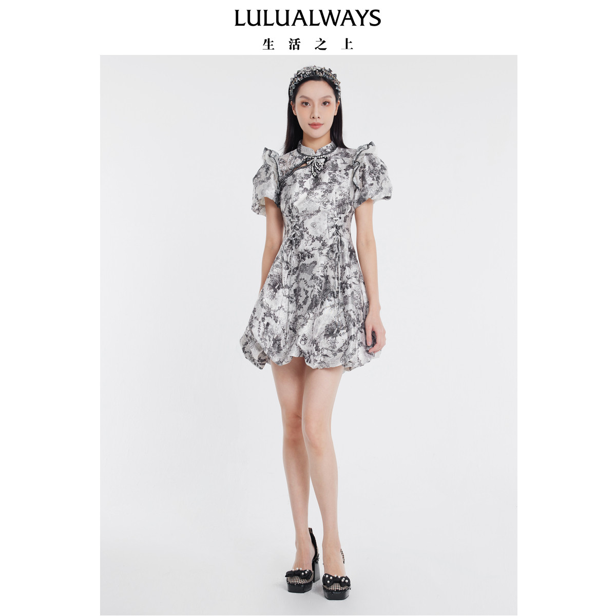 LULUALWAYS【蓬蓬活力 】夏季新款甜美蝴蝶结蓬蓬裙花苞连衣裙