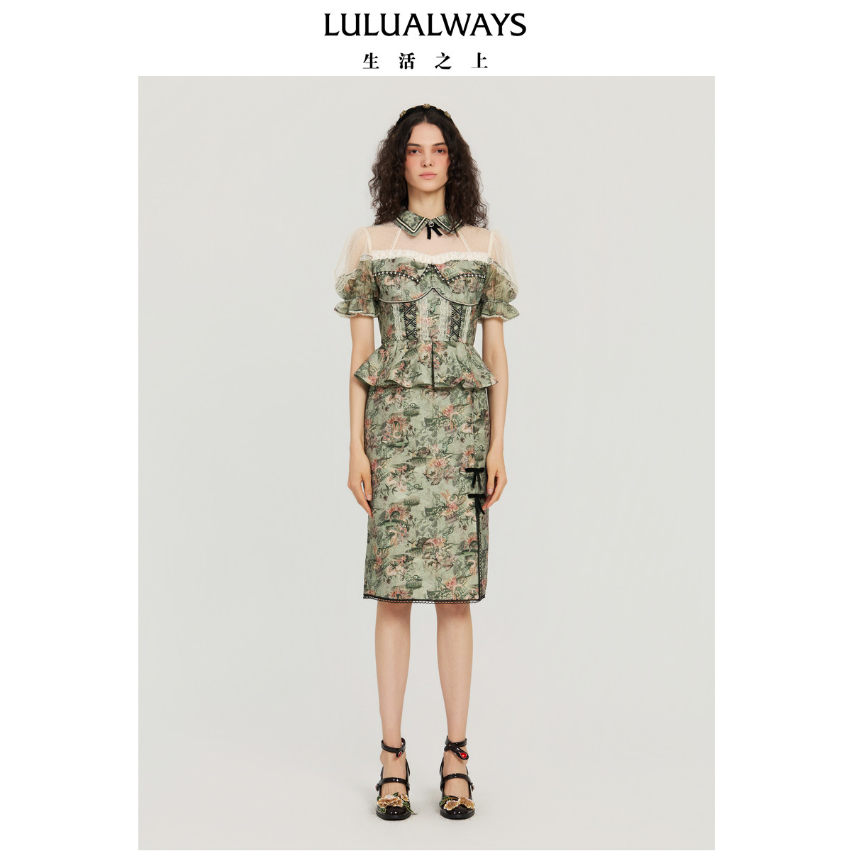 LULUALWAYS【商场同款】25秋季新款【碧绣丝语】优雅风开叉连衣裙,女装/女士精品,连衣裙,淘宝优惠券,粉丝福利购,淘宝优惠卷