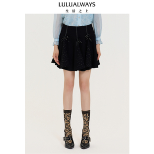 LULUALWAYS【商场同款】25秋季新款俏皮少女感闪钻黑色短款半身裙