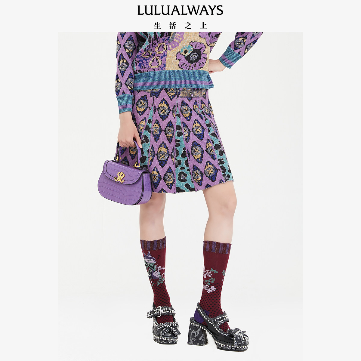 LULUALWAYS温柔风女式针织半裙图片