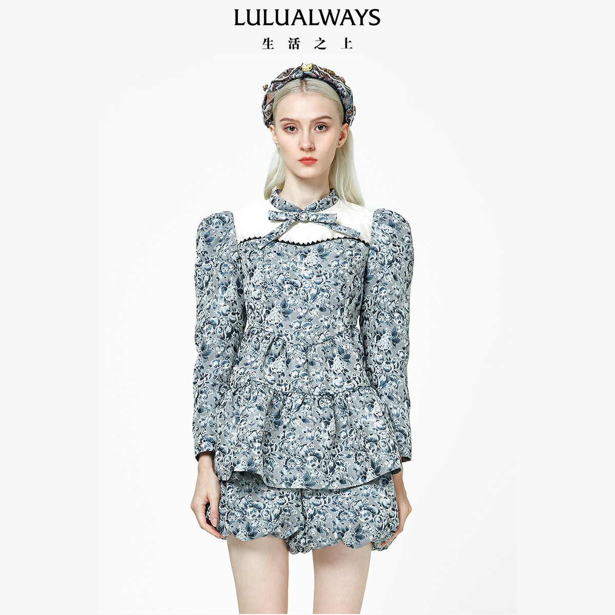 LULUALWAYS法式复古碎花显瘦上衣